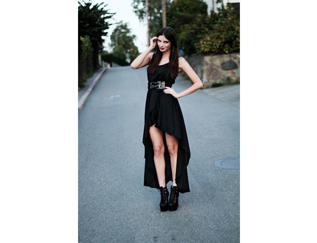 dress with high heel boots