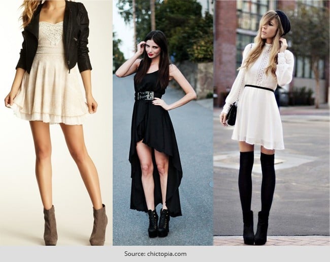 heeled boots and dress