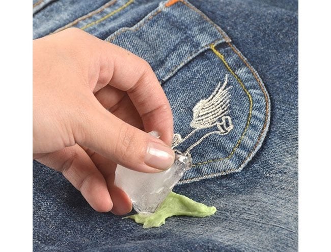How do you remove chewing gum from jeans?