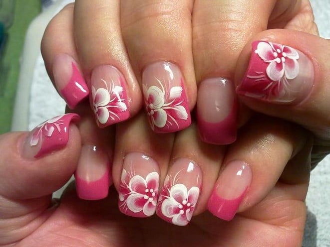 9. "Short Acrylic Nails with Fall Floral Design" - wide 5