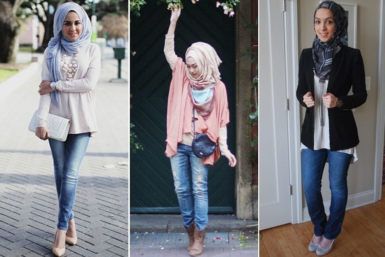 hijab outfits with jeans and sneakers