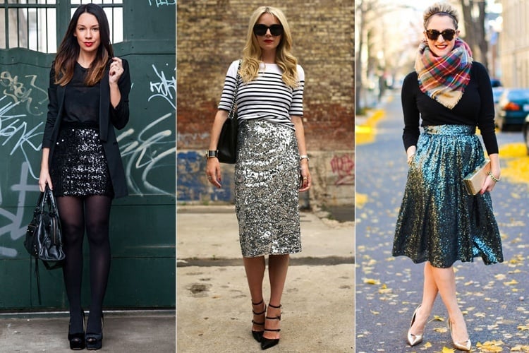 sequin skirt outfits