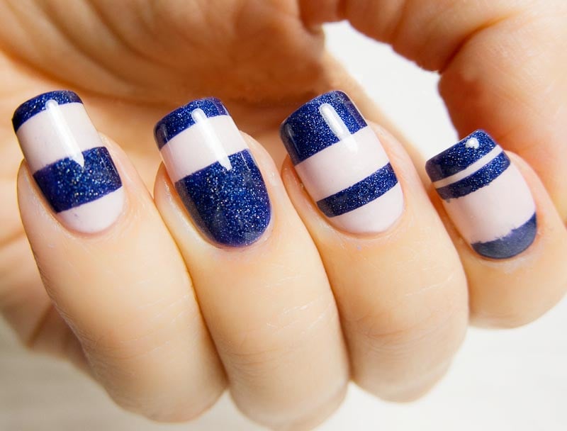 nail art with blue backround