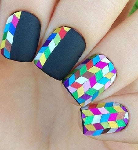 Rainbow nail art design to bring some color to the gloomy rainy day