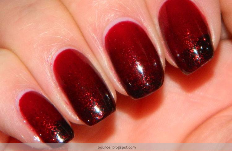 gel nail art red and gold