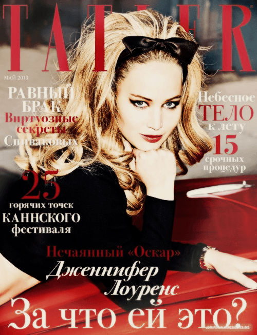 Jennifer Lawrence cover page of Tatler of May 2013
