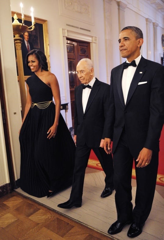 michelle obama black Michael Kors one-shoulder gown