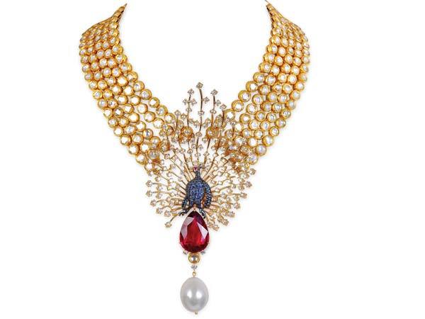 farah ali khan jewelry designer peacock necklace