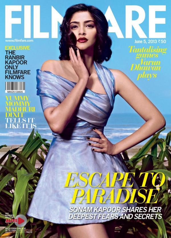 sonam kapoor on cover of filmfare magazine june 2013