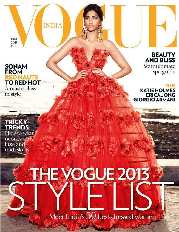 sonam kapoor on cover of vogue india june 2013