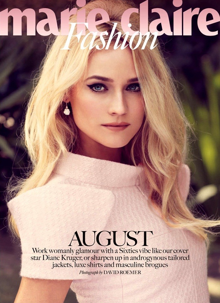 Diane Kruger is the cover girl for the August issue of British Marie Claire