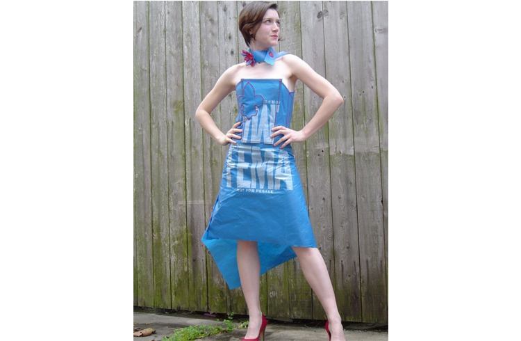 FEMA Issue Blue Tarp Recycled Dress FEMA issue dress