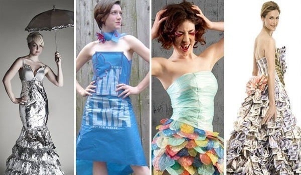 Recycled materials dresses