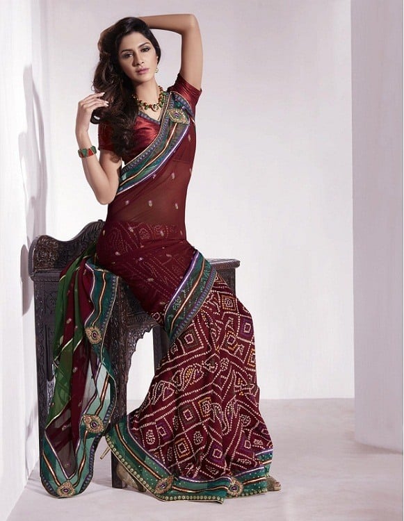 Bandhani Crepe Silk Sari