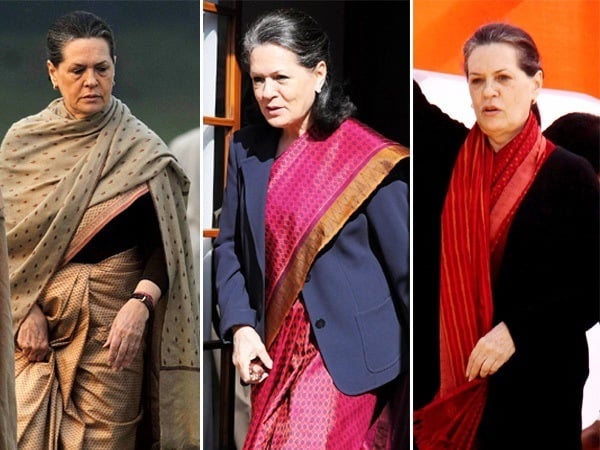 Sonia Gandhi winter saree fashion