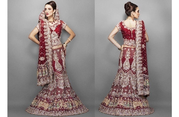 Maroon bridal lehenga