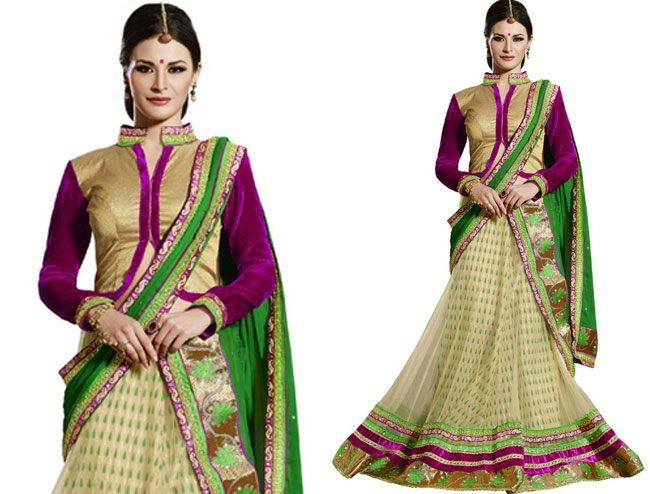 Beige Banarasi Lehenga Choli