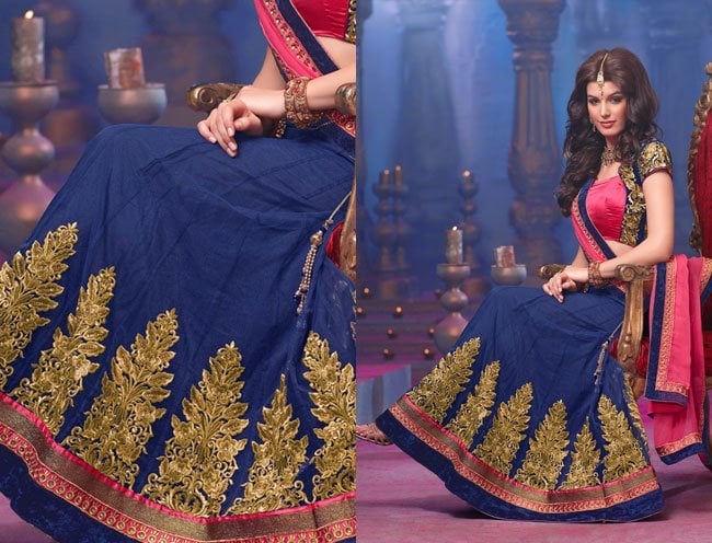 Blue Faux Georgette Lehenga Choli