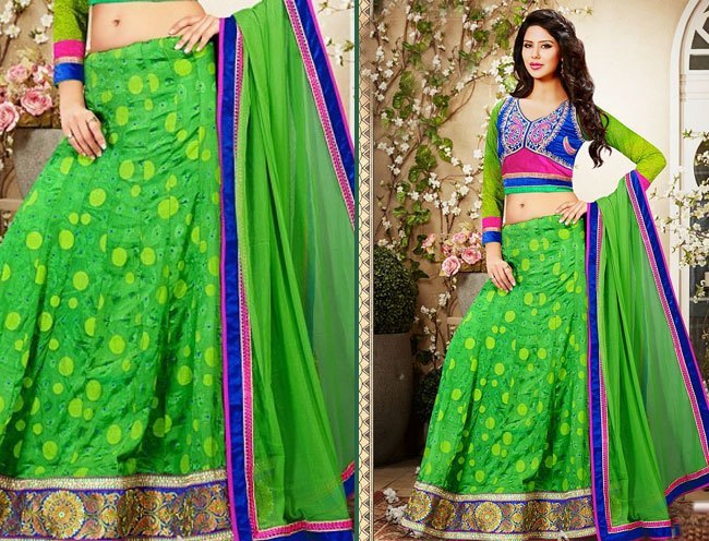 Georgette Green Lehenga Choli