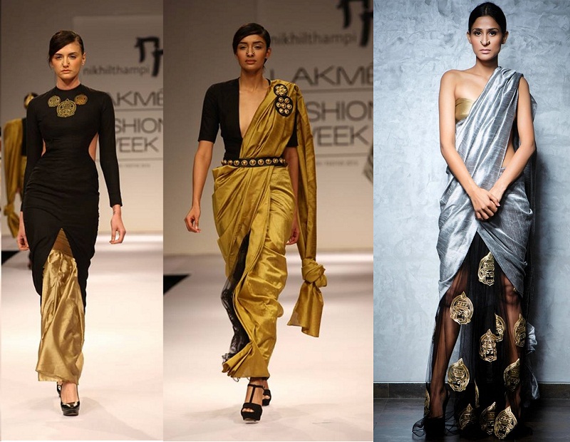 Nikhil Thampi sheer sari pleats Lakme Fashion Week 2013