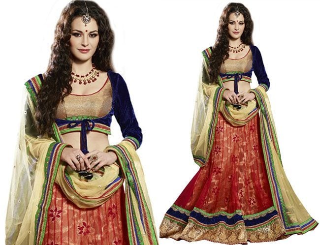 Red Supernet Lehenga Choli