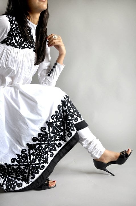 black and white salwar kameez