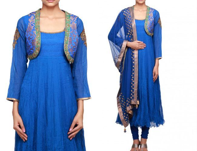 blue anarkali suit enhanced