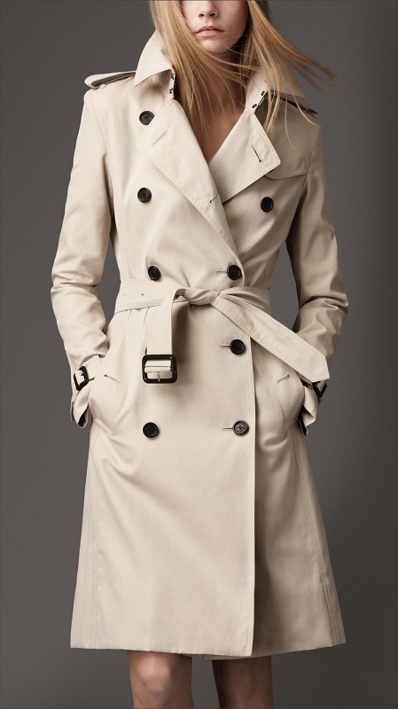 burberry long cotton gabardine trench coat