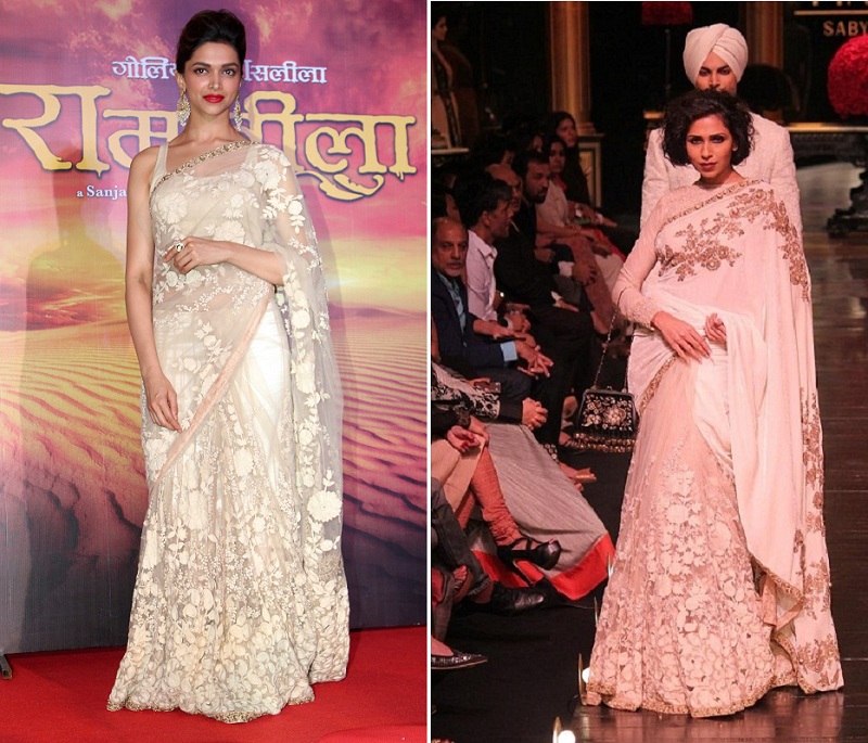 deepika padukone sabysachi saree ram leela trailer launch