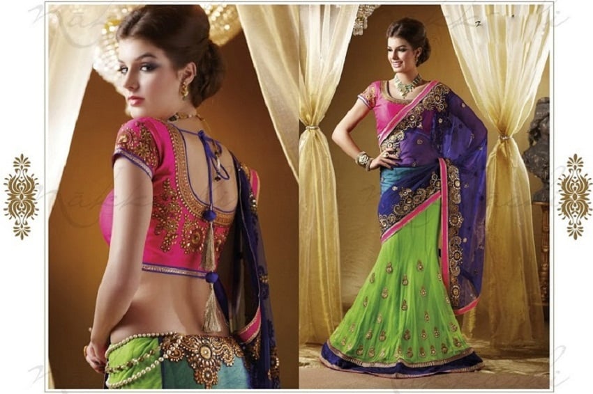 designer half saree diwali collections