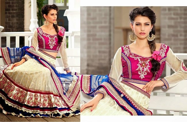 gorgeous white and pink lehenga