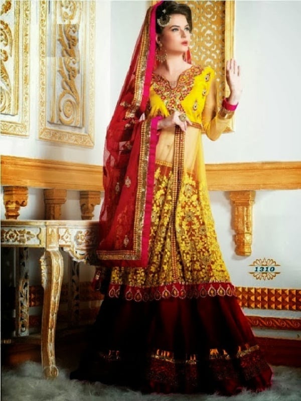 gorgeous yellow red lehenga diwali