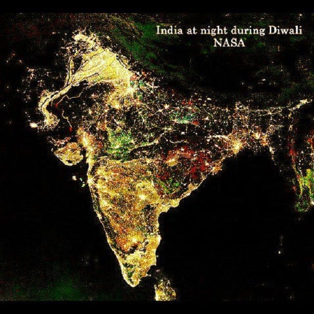 india diwali satellite from space