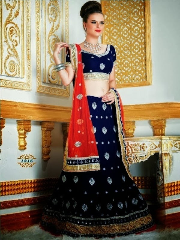 navy blue lehenga