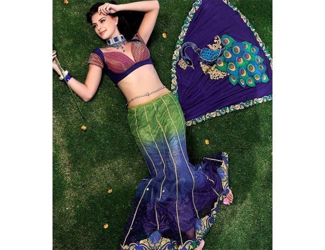 peacock green lehengas