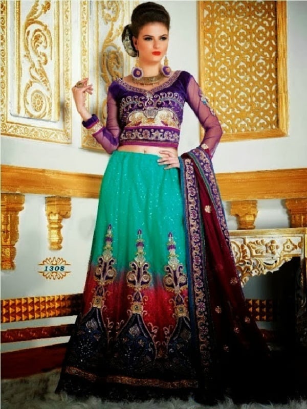 purple sea green lehenga for festive-season