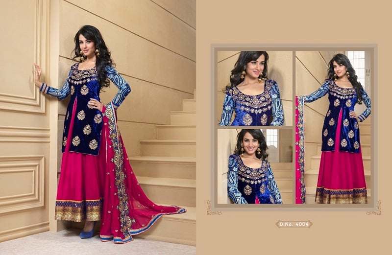 royal blue velvet floor length anarkali