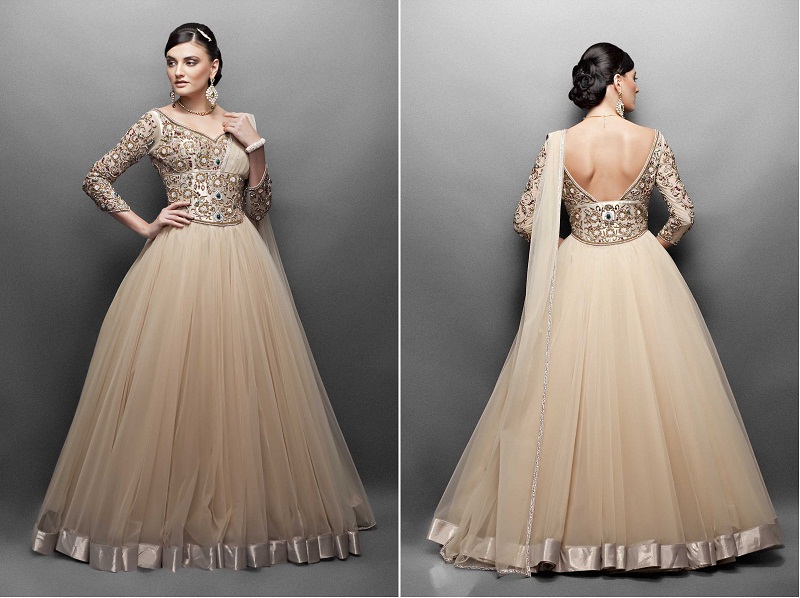 semi traditional fllor length anarkali