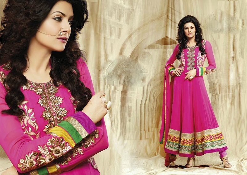 sushmita sen pink floor length anarkali