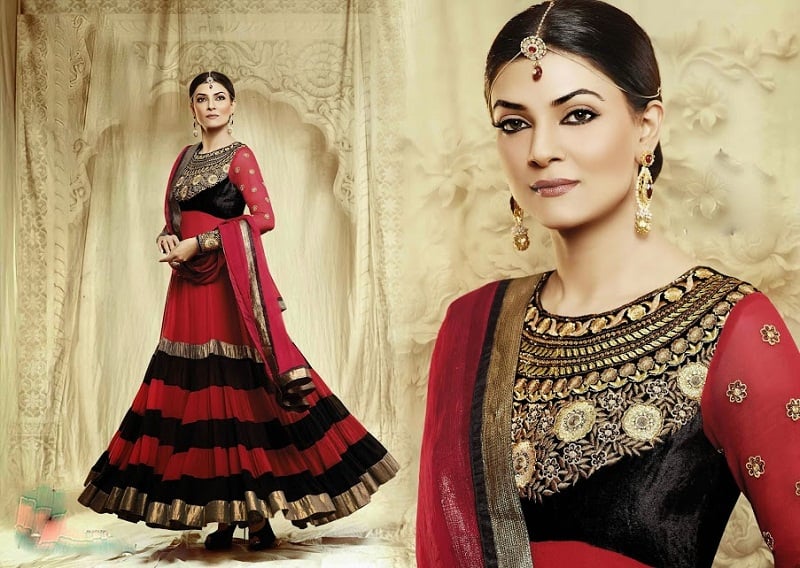 sushmita sen ruffled anarkali