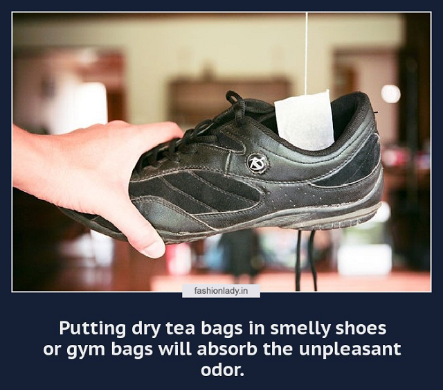 tea bags to remove shoe