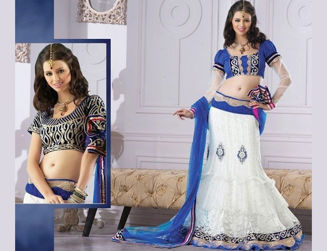 white and blue lehenga