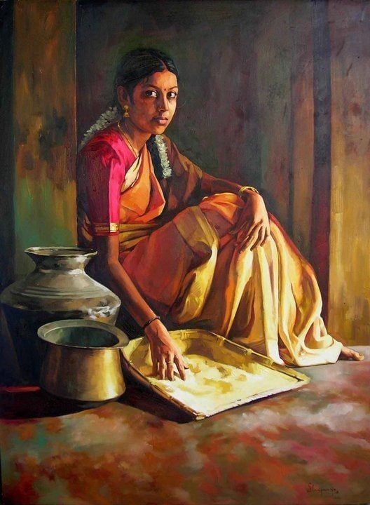 Paintings of rural indian women - Oil painting (10)