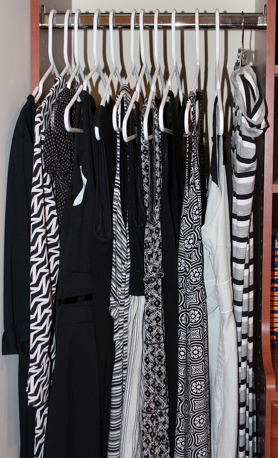 closet full of black and white