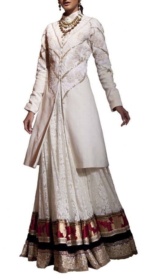 siddartha tytler Ivory Jacket and 30 Panel Lace Skirt