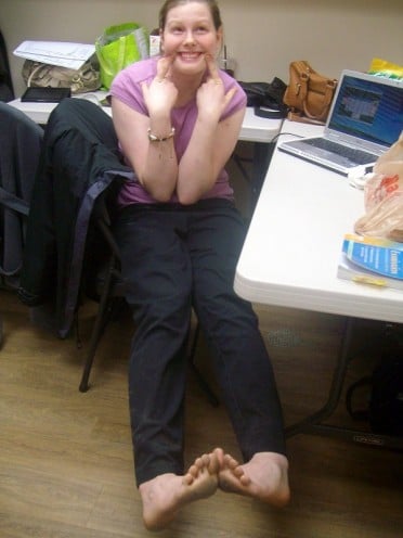 barefoot at desk Office fashion crimes at workplace