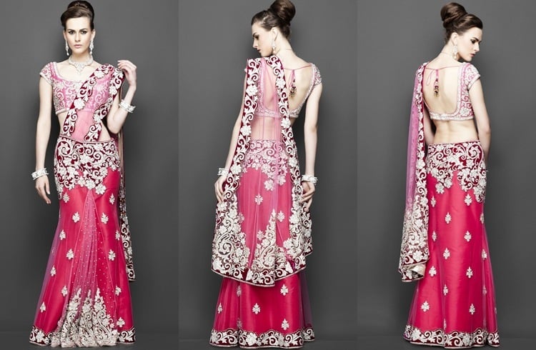 Designer coral lehenga Lehenga sari