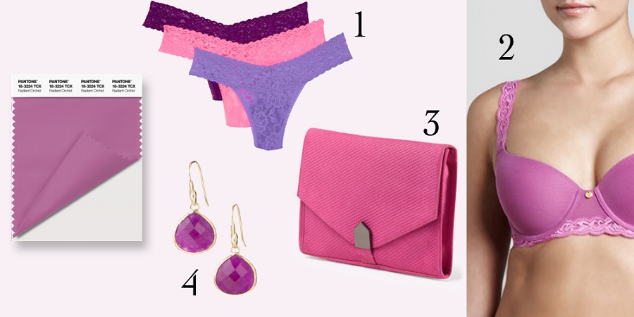 pantone radiant orchid accessories and lingerie