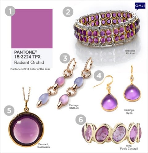 radiant orchid purple color jewelry trend 2014
