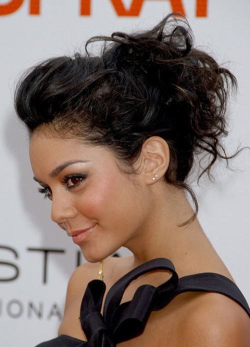 Vanessa Hudgens Messy Waves Crunched-up-Bun